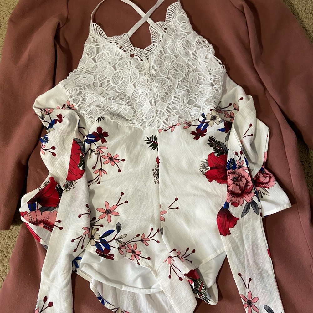 Lace and Floral Romper